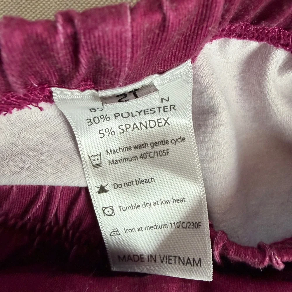 Busy Bees Smocks Girl 2T Floral Ruffle Legging Set Maroon Pink 2 Piece Set